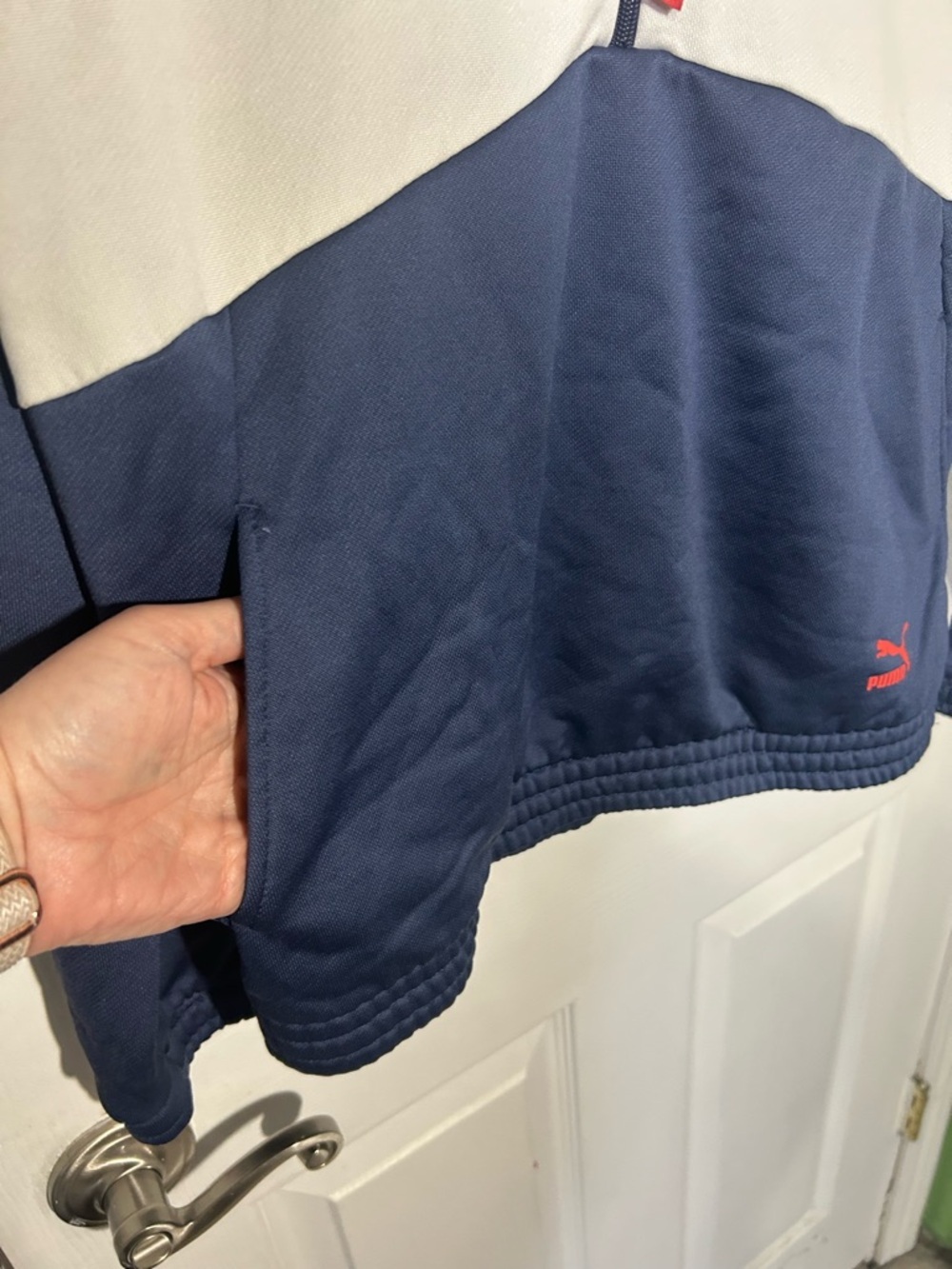 PUMA Navy & White Half-Zip Pullover Womens Medium Athletic Warmup Sporty - Picture 5 of 14